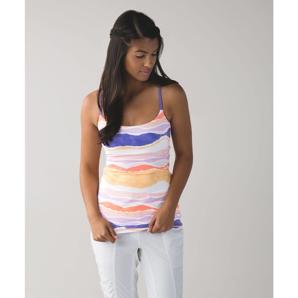 Lululemon Tank Top 4 Dancing Warrior Fitted Strappy Bleacher Stripe Athletic - Picture 4 of 14